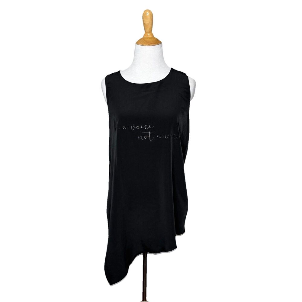 Woolworths Black Be a Voice Not An Echo Asymmetrical Blouse Top Sz Small Womens